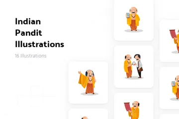 Indian Pandit Illustration Pack