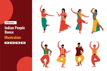 Indian People Dance Illustration Pack