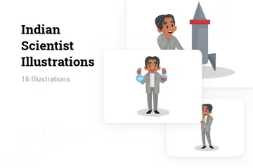 Indian Scientist Illustration Pack