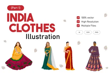 Indian Traditional Clothes - Part 1 Illustration Pack