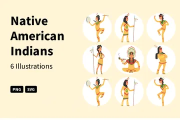 Índios Nativos Americanos Pacote de Ilustrações