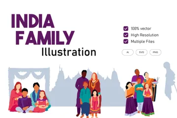 Indische Familie Illustrationspack