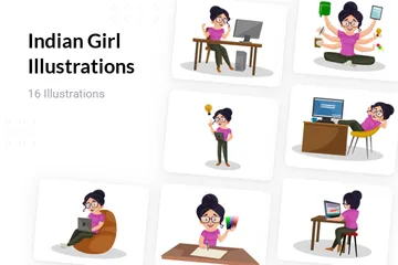 Indisches Mädchen Illustrationspack