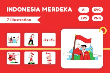 Día de la Independencia de Indonesia Paquete de Ilustraciones