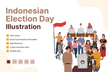インドネシア選挙日 イラストパック
