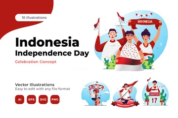 Indonesia Independence Day Celebration Illustration Pack