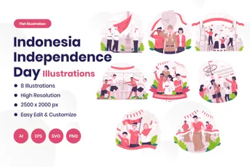 Indonesia Independence Day Illustration Pack