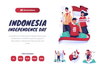 Indonesia Independence Day Illustration Pack