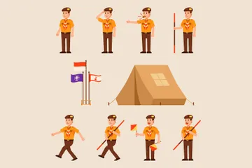 Indonesia Scout Boy Illustration Pack
