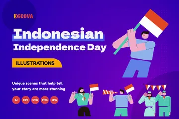 Indonesian Independence Day Illustration Pack