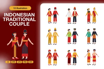 Indonesian Traditional Couple Illustration Pack