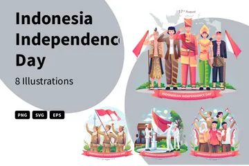 Fête de l'Indépendance de l'Indonésie Pack d'Illustrations