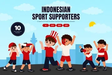 Indonesische Sportfans Illustrationspack