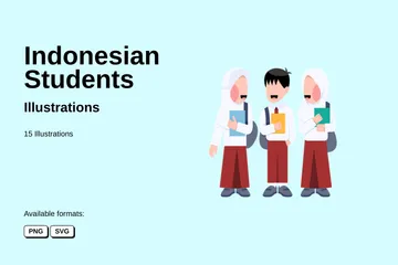 Indonesische Studenten Illustrationspack