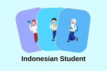 Indonesischer Student Illustrationspack