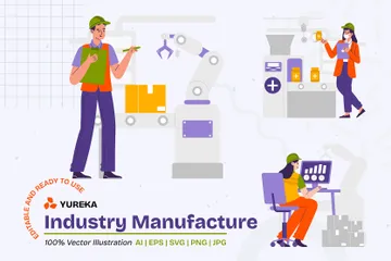 Fabricação Industrial Pacote de Ilustrações