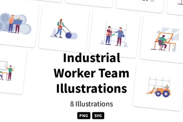 Industrial Worker Team Illustration Pack