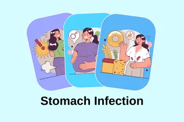 Infección estomacal Paquete de Ilustraciones