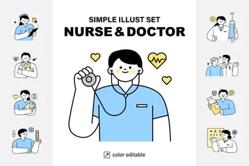 Infirmière et docteur Pack d'Illustrations