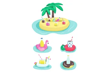 Inflatable Drink Holders Illustration Pack