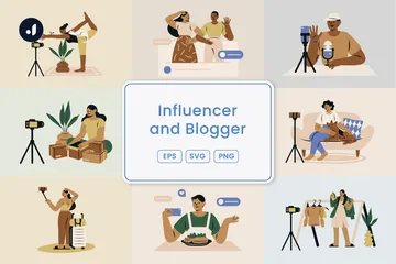 Influencer And Blogger Illustration Pack