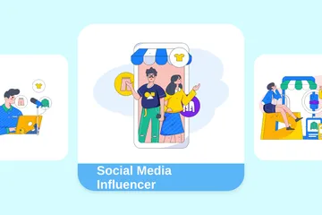 Influenciador de redes sociales Paquete de Ilustraciones