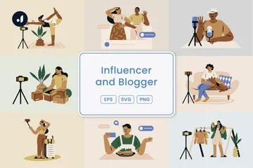 Influencer y blogger Paquete de Ilustraciones