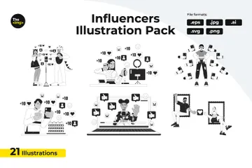 Marketing d'influenceurs Pack d'Illustrations