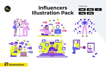 Marketing d'influenceurs Pack d'Illustrations