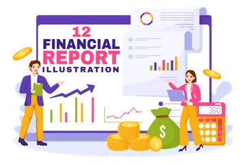Informe financiero Paquete de Ilustraciones