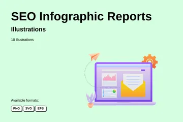 Informes infográficos de SEO Paquete de Ilustraciones