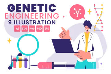 Ingeniería genética Paquete de Ilustraciones