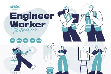 Ingenieur Arbeiter Illustrationspack
