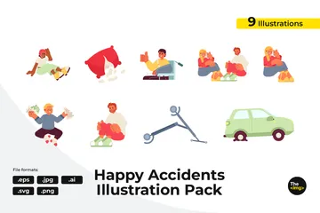Injuries Accidents Cheerful People Illustration Pack
