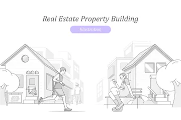 Edificio de propiedades inmobiliarias Paquete de Ilustraciones