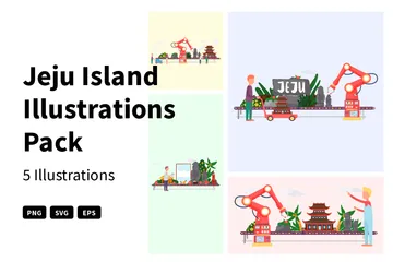 Jeju Insel Illustrationspack