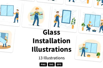 Instalação de vidro Pacote de Ilustrações