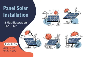 Installation de panneaux solaires Pack d'Illustrations