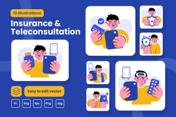 Insurance Teleconsultation Illustration Pack
