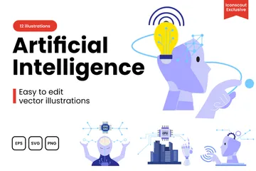 Inteligência artificial Pacote de Ilustrações