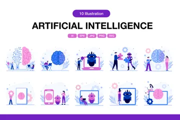 Intelligence artificielle Pack d'Illustrations