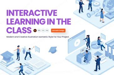 Interactive Learning In The Class Isometric Illustration Pack
