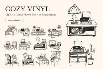 Intérieur du lecteur de vinyle Illustration Pack