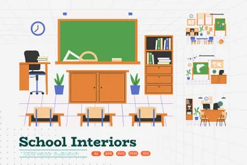 Intérieurs d'école Illustration Pack