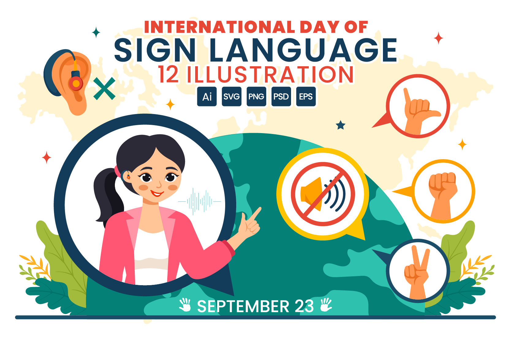 International Day Of Sign Languages Illustration Pack - 12 Free ...