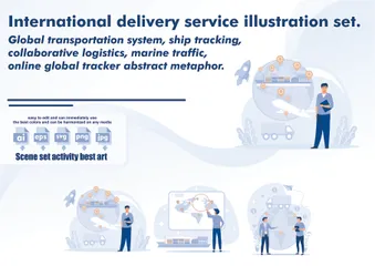 International Delivery Service Illustration Pack