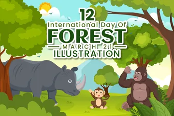국제 산림의 날 일러스트레이션 팩