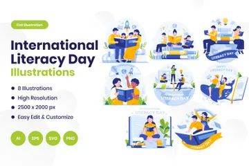 International Literacy Day Illustration Pack