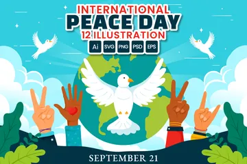 International Peace Day Illustration Pack