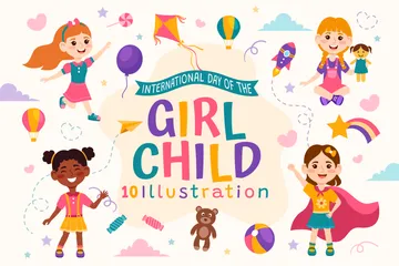 Internationaler Mädchentag Illustrationspack
